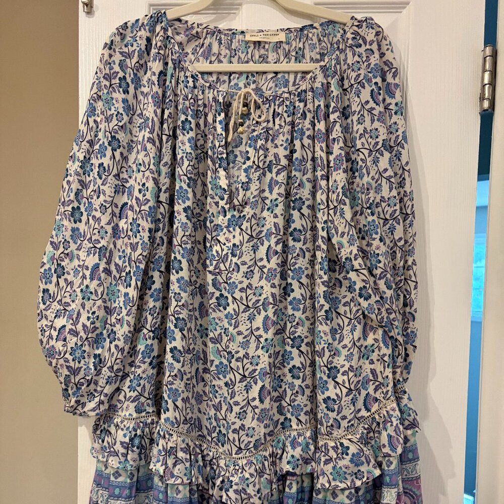 Spell and the Gypsy collective dress mini blue paisley print size small
